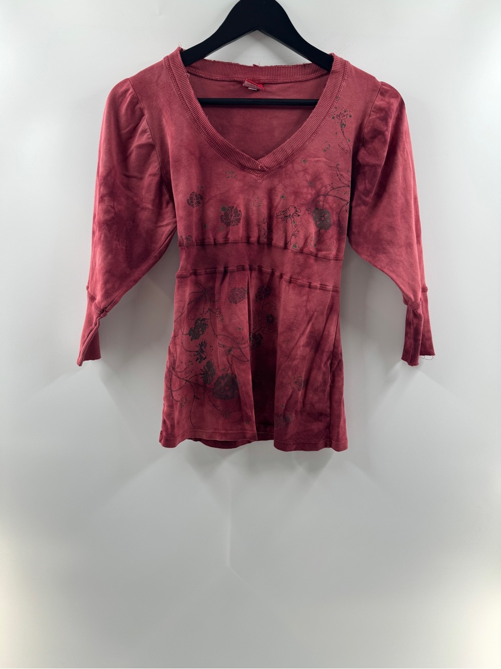 Glima Y2K Floral Tie Dye Quarter Sleeve Top – Women's Medium